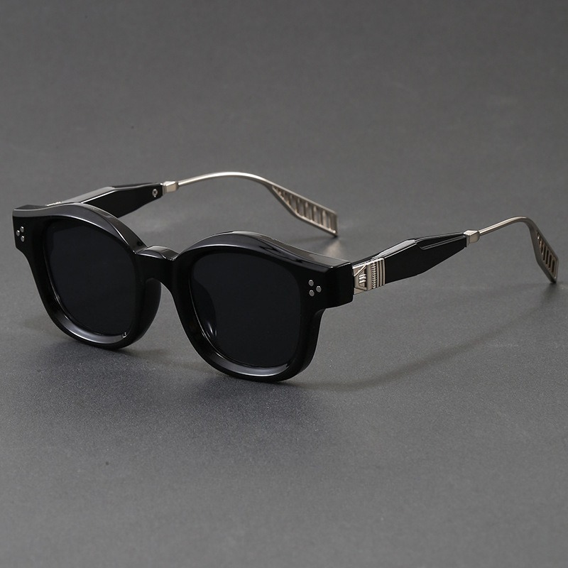 Sunglasses Polarized Men - Retro Kare Asetat Güneş Gözlüğü Perçin