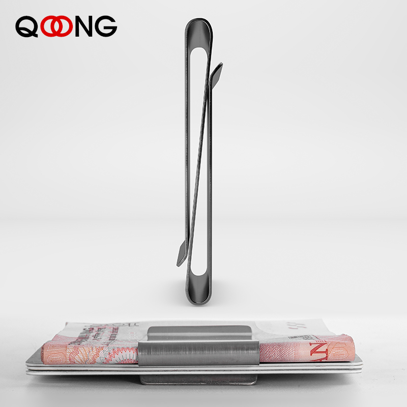 Money Clip Slim - QOONG paslanmaz çelik ince çift taraflı