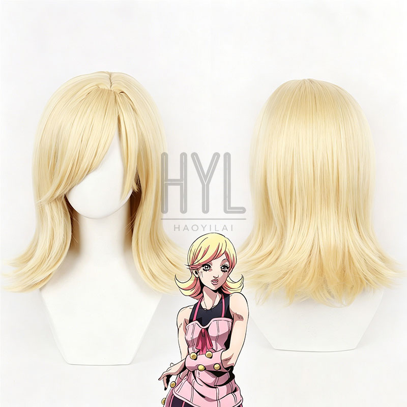 Men'S Yellow Accessories - Anime JOJO Lucy Çelik Cosplay Peruk