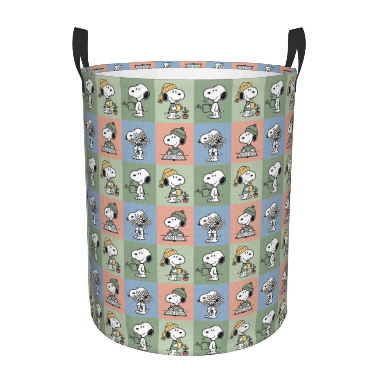 Men Accessories Hamper - S-Snoopy Damalı Ekose Çamaşır Sepeti Büyük