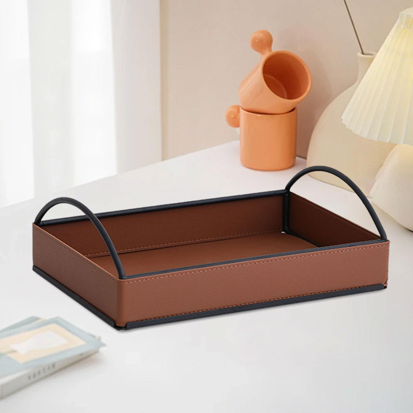 Men'S Accessories Tray - Modern PU Deri Valet Tepsisi Masaüstü