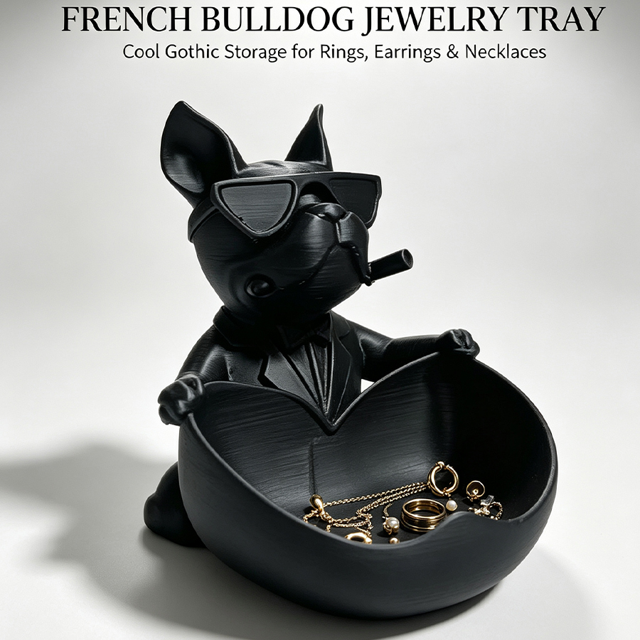 Men'S Accessories Tray - Trendy Fransız Bulldog Anahtar Saklama Tepsisi,