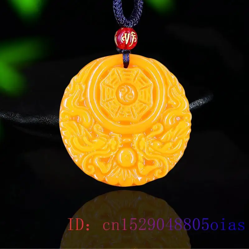 Men'S Yellow Accessories - Sarı yeşim ejderha kolye hediyeler erkekler