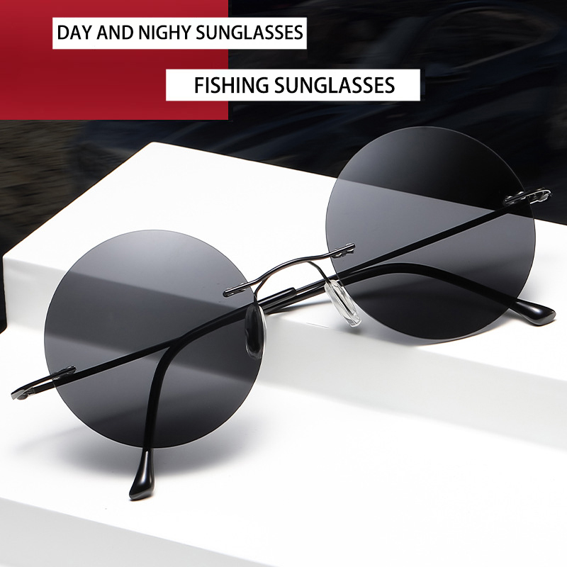 Sunglasses Polarized Men - BOYSEEN Ultra hafif polarize dairesel çerçevesiz