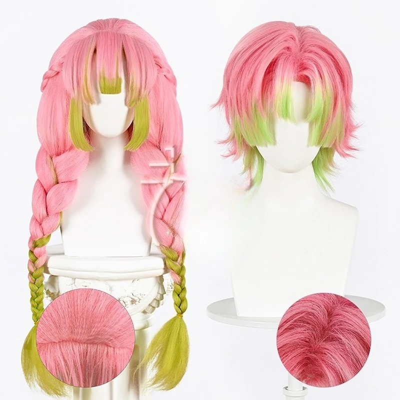 Men'S Accessories With Suits - Kanroji Mitsuri Cosplay Peruk Pembe Yeşil