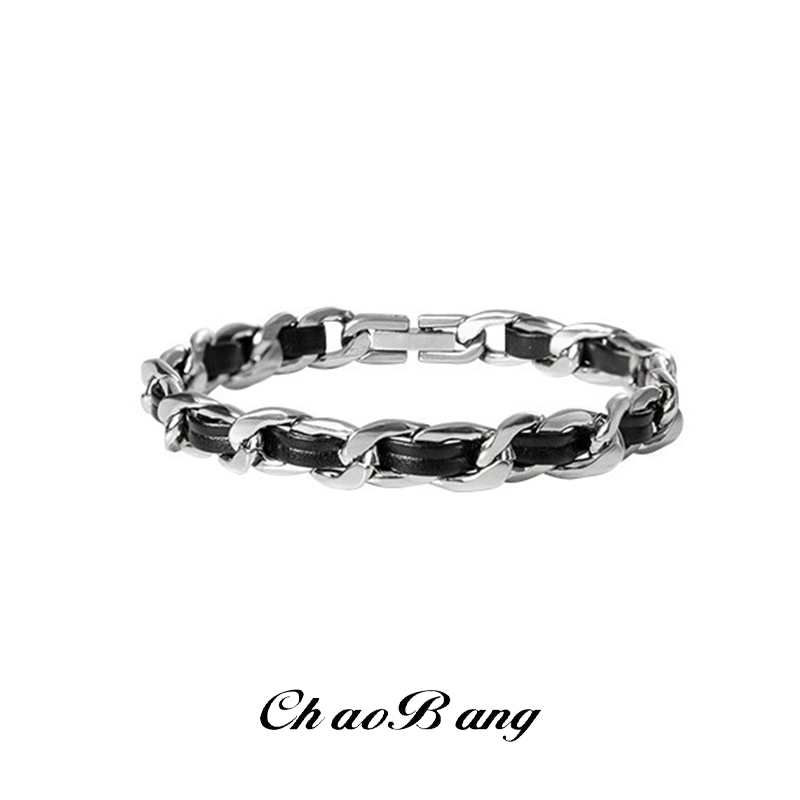 Men Accessories Unique - Erkekler için Trendy Titanyum Çelik Deri