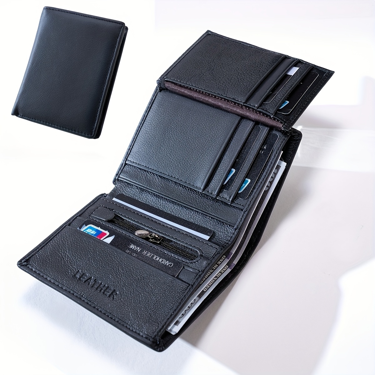 Money Clip Slim - 1 adet erkek seçkin deri cüzdan,