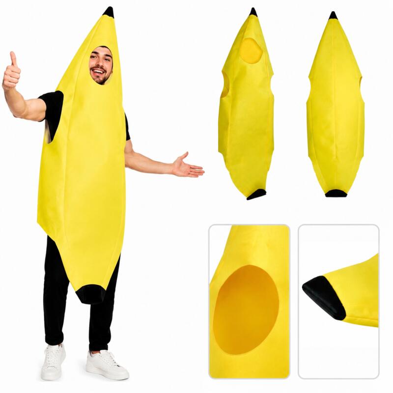 Men'S Yellow Accessories - Yetişkin Muz Kostümü Komik Meyve Tulumu