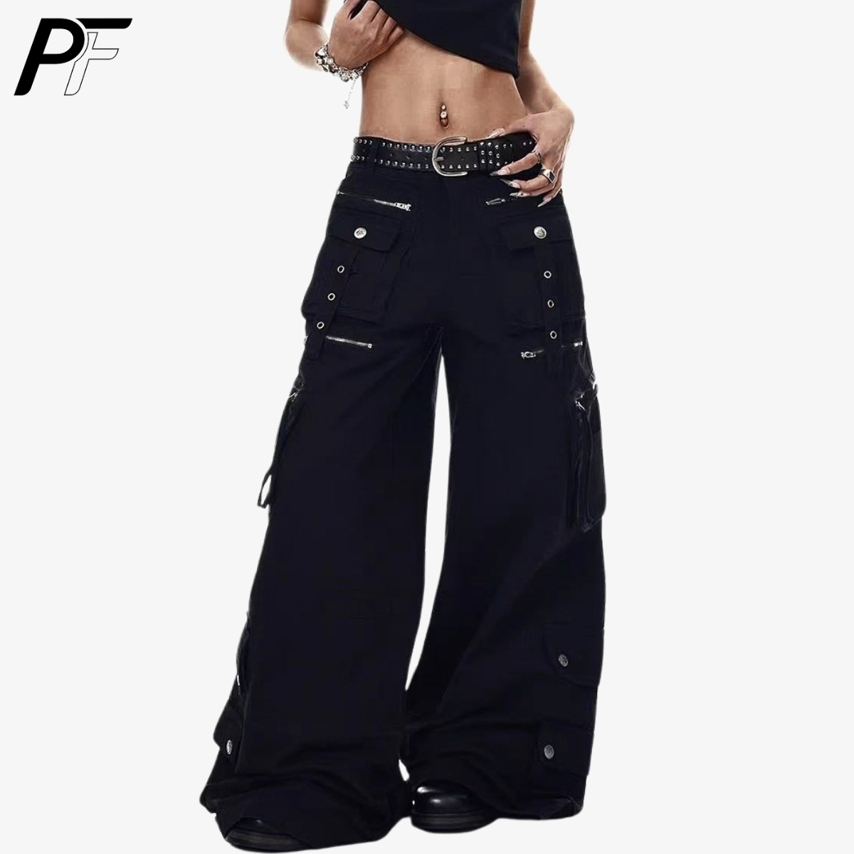 Men'S Accessories For Jeans - Grunge Techwear Geniş Paça Kargo Pantolon