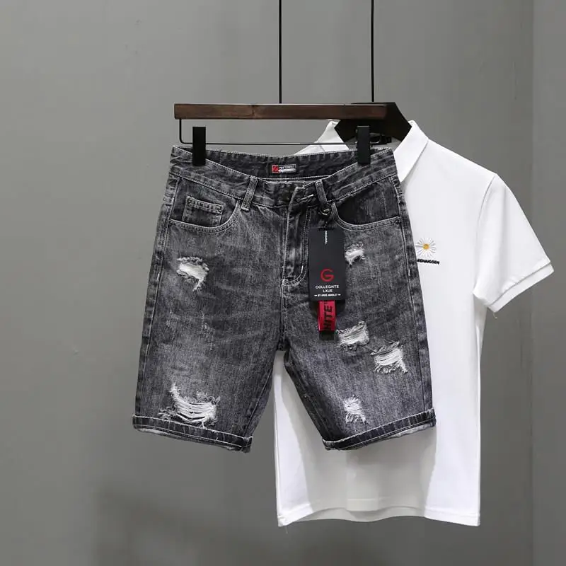 Men'S Accessories For Jeans - Erkek kısa kot pantolon pantolon siyah